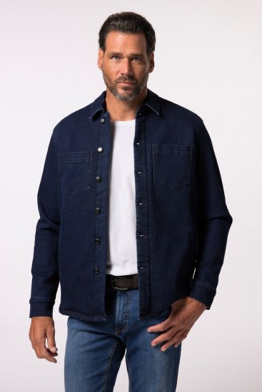 JP1880 829251 Jeans jakna s teddy podlogo Temno modra - Jakne - Moške bunde za Močnejše Postave