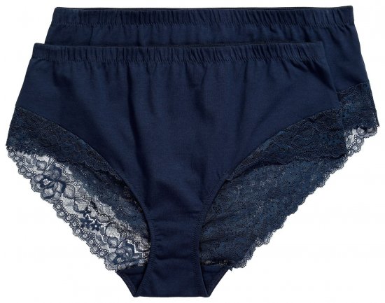 Ulla Popken 830094 Spodnjice s čipko 2 kosa Temno modra - Spodnjice - 