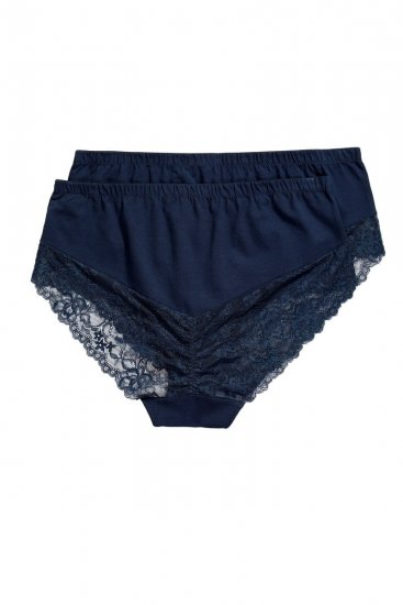 Ulla Popken 830094 Spodnjice s čipko 2 kosa Temno modra - Spodnjice - 