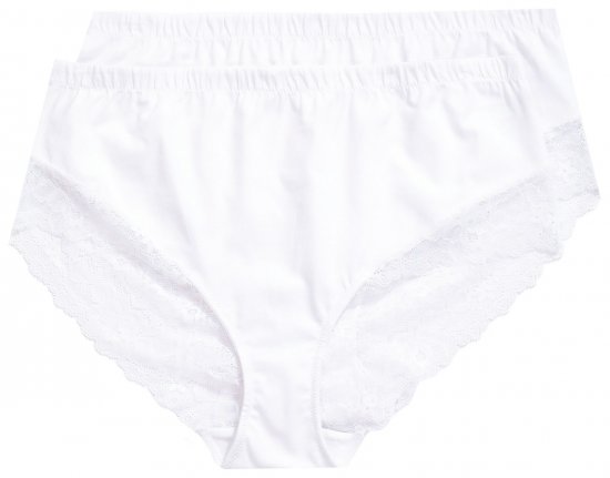 Ulla Popken 830094 Spodnjice s čipko 2 kosa Bela - Spodnjice - 
