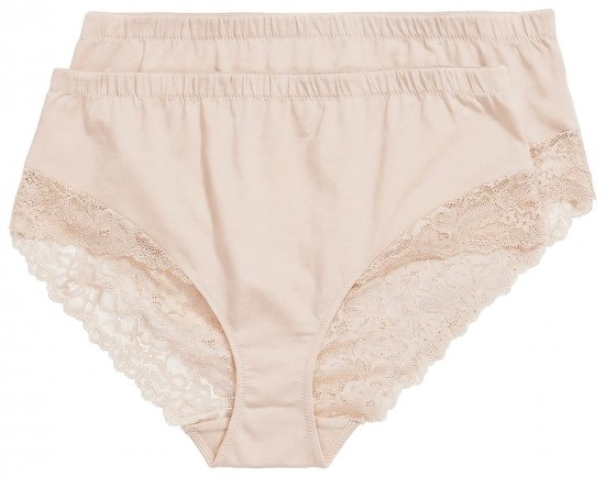 Ulla Popken 830094 Spodnjice s čipko 2 kosa Bež - Spodnjice - 