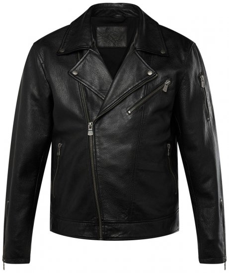 JP1880 830586 Biker jakna iz jagnječje nape Črna - Jakne - Moške bunde za Močnejše Postave