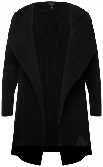 Ulla Popken 830749 Odprt plisiran suknjič s širokimi reverji Črna - Blazer - Blazerji v velikih velikostih za ženske