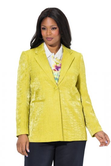 Ulla Popken 830767 Suknjič crinkle Svetlo zelena - Blazer - Blazerji v velikih velikostih za ženske