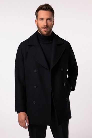 JP1880 Caban Short Double-breasted Overcoat Navy - Jakne - Moške bunde za Močnejše Postave