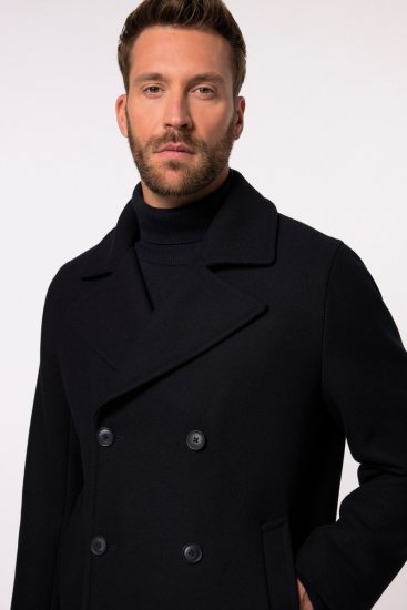 JP1880 Caban Short Double-breasted Overcoat Navy - Jakne - Moške bunde za Močnejše Postave