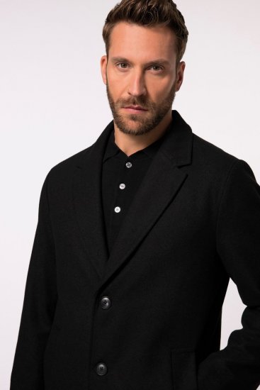 JP1880 Coat Classic Wool Blend Black - Jakne - Moške bunde za Močnejše Postave