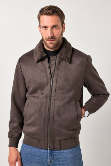 JP1880 Bomber Jacket Faux Leather Dark Brown - Jakne - Moške bunde za Močnejše Postave