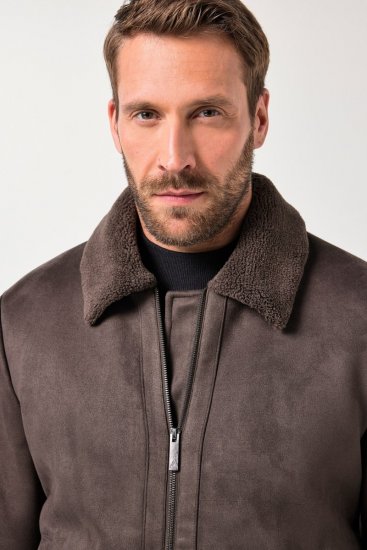 JP1880 Bomber Jacket Faux Leather Dark Brown - Jakne - Moške bunde za Močnejše Postave