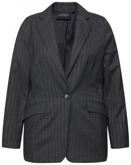 Ulla Popken 832935 Suknjič z ribjo kostjo in kovinskim leskom Siva - Blazer - Blazerji v velikih velikostih za ženske