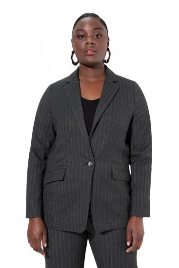 Ulla Popken 832935 Suknjič z ribjo kostjo in kovinskim leskom Siva - Blazer - Blazerji v velikih velikostih za ženske