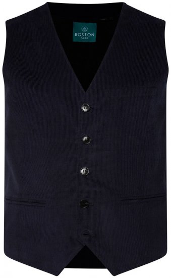 Boston Park 952 Žametni telovnik s pletenim hrbtom Temno modra - Obleke - Velike številke oblek za moške