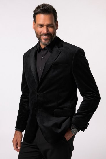 JP1880 Jacket Velvet Business Smoking Black - Obleke - Velike številke oblek za moške