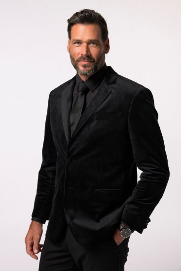 JP1880 Jacket Velvet Business Smoking Black - Obleke - Velike številke oblek za moške