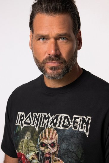 JP1880 Iron Maiden Eddie Attack Band T-Shirt Black - Kratke Majice - Moške kratke majice za močnejše postave
