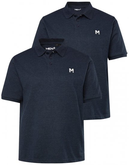 Men+ 258 Polo majica Temno modra 2 kosa - Polo majice - Moške Polo Majice za Močnejše Postave