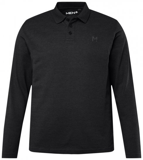 Men+ 270 Polo majica z dolgimi rokavi Črna - Polo majice - Moške Polo Majice za Močnejše Postave