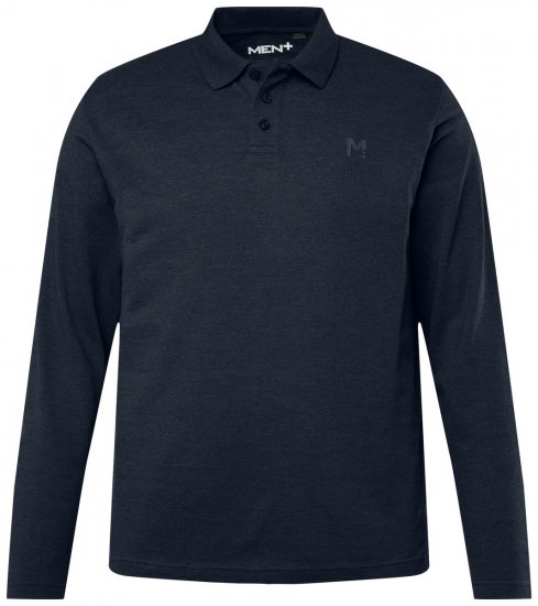 Men+ 270 Polo majica z dolgimi rokavi Temno modra - Polo majice - Moške Polo Majice za Močnejše Postave