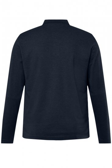 Men+ 270 Polo majica z dolgimi rokavi Temno modra - Polo majice - Moške Polo Majice za Močnejše Postave