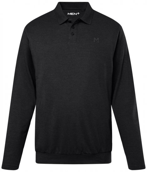 Men+ 274 Polo majica z dolgimi rokavi bellyfit Črna - Polo majice - Moške Polo Majice za Močnejše Postave