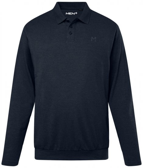 Men+ 274 Polo majica z dolgimi rokavi bellyfit Temno modra - Polo majice - Moške Polo Majice za Močnejše Postave