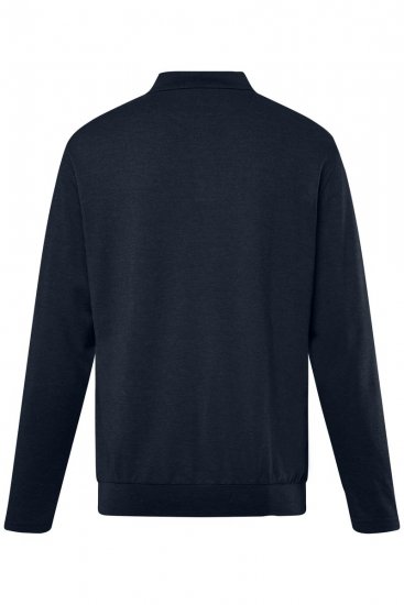 Men+ 274 Polo majica z dolgimi rokavi bellyfit Temno modra - Polo majice - Moške Polo Majice za Močnejše Postave