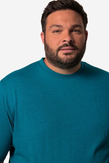 Men+ 276 Majica okrogel izrez Sivo modra - Kratke Majice - Moške kratke majice za močnejše postave