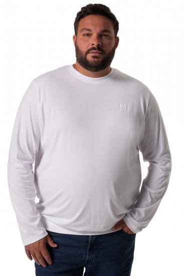 Men+ 313 Majica z dolgimi rokavi bellyfit Bela - Kratke Majice - Moške kratke majice za močnejše postave