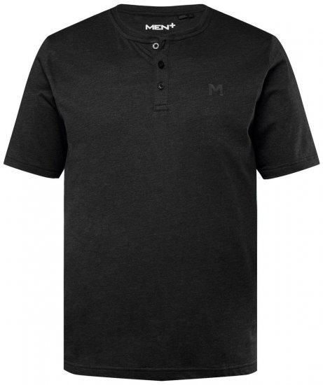 Men+ 365 Majica Henley Črna - Kratke Majice - Moške kratke majice za močnejše postave