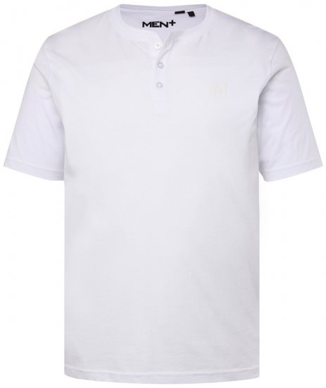 Men+ 365 Majica Henley Bela - Kratke Majice - Moške kratke majice za močnejše postave
