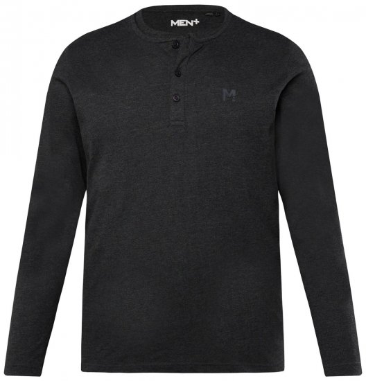 Men+ 383 Majica Henley z dolgimi rokavi Črna - Kratke Majice - Moške kratke majice za močnejše postave