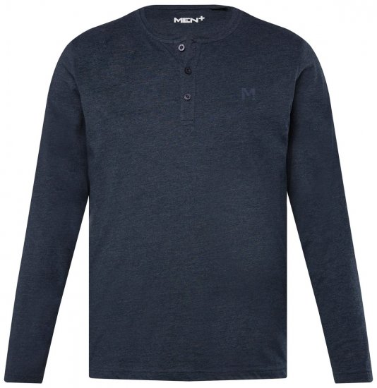 Men+ 383 Majica Henley z dolgimi rokavi Temno modra - Kratke Majice - Moške kratke majice za močnejše postave