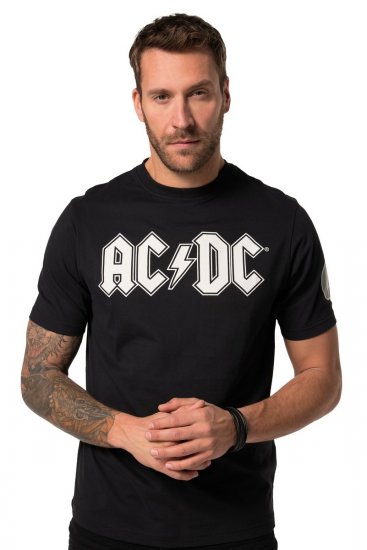 JP1880 AC/DC Classic Logo Band T-Shirt Black - Kratke Majice - Moške kratke majice za močnejše postave