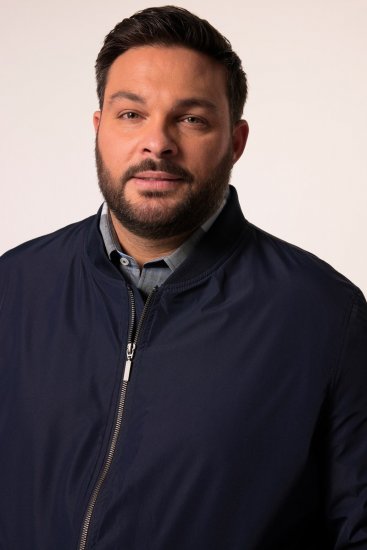Men+ 823 Ultralahka bomber jakna bellyfit Temno modra - Jakne - Moške bunde za Močnejše Postave