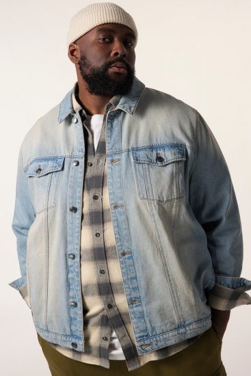 STHUGE 837222 Jeans jakna z naprsnimi žepi Svetlo modra - Jakne - Moške bunde za Močnejše Postave