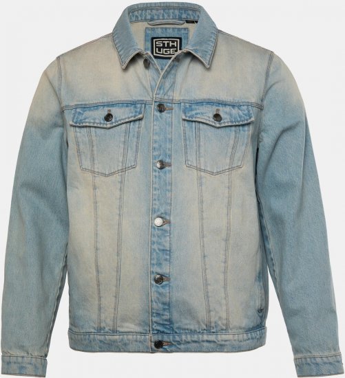 STHUGE 837222 Jeans jakna z naprsnimi žepi Svetlo modra - Jakne - Moške bunde za Močnejše Postave