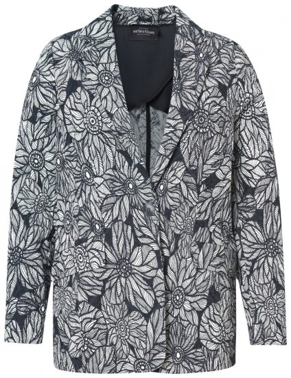 Ulla Popken 838656 Cvetličen suknjič Bela - Blazer - Blazerji v velikih velikostih za ženske