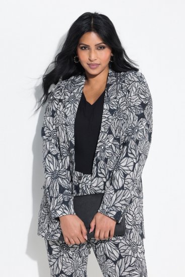 Ulla Popken 838656 Cvetličen suknjič Bela - Blazer - Blazerji v velikih velikostih za ženske