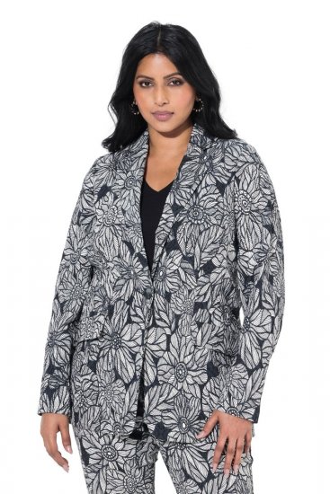 Ulla Popken 838656 Cvetličen suknjič Bela - Blazer - Blazerji v velikih velikostih za ženske