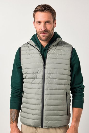 JAY-PI Lightly Quilted Vest with Stomach Fit Grey - Jakne - Moške bunde za Močnejše Postave