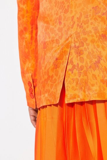 Ulla Popken 839607 Satenast suknjič s potiskom Svetlo oranžna - Blazer - Blazerji v velikih velikostih za ženske