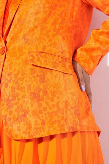 Ulla Popken 839607 Satenast suknjič s potiskom Svetlo oranžna - Blazer - Blazerji v velikih velikostih za ženske