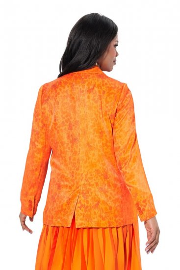 Ulla Popken 839607 Satenast suknjič s potiskom Svetlo oranžna - Blazer - Blazerji v velikih velikostih za ženske
