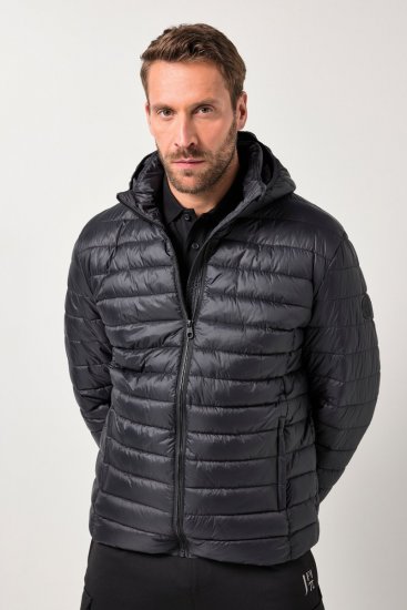 JAY-PI Lightly Quilted Jacket with a Hoodie Black - Jakne - Moške bunde za Močnejše Postave