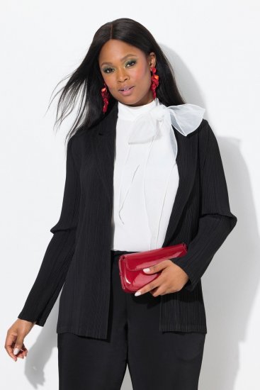 Ulla Popken 839843 Plisiran suknjič Črna - Blazer - Blazerji v velikih velikostih za ženske