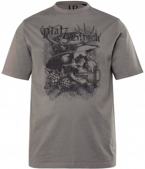 JP1880 Beer King Design Vintage Looking T-Shirt Gray - Kratke Majice - Moške kratke majice za močnejše postave