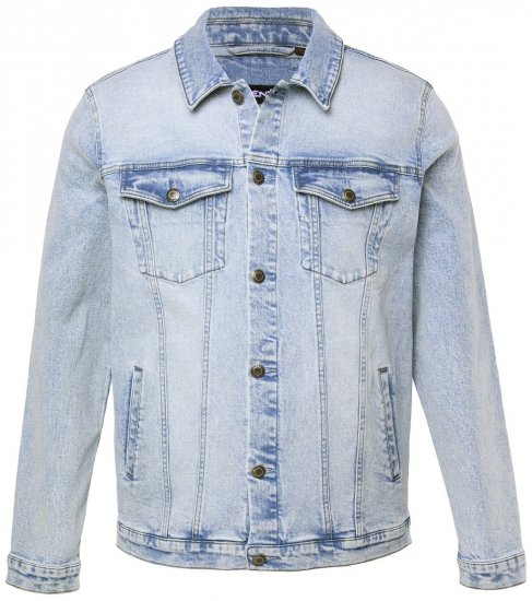 Men+ 394 Jeans jakna z naprsnimi žepi Svetlo modra - Jakne - Moške bunde za Močnejše Postave