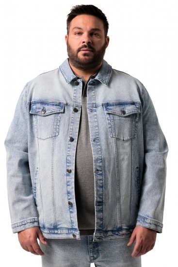 Men+ 394 Jeans jakna z naprsnimi žepi Svetlo modra - Jakne - Moške bunde za Močnejše Postave