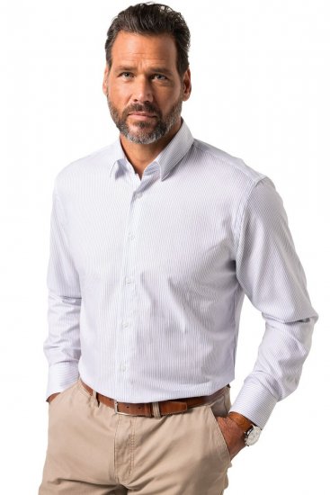 JP1880 Business Shirt Long Sleeve Striped Snow White - Srajce - Moške srajce za Močnejše Postave