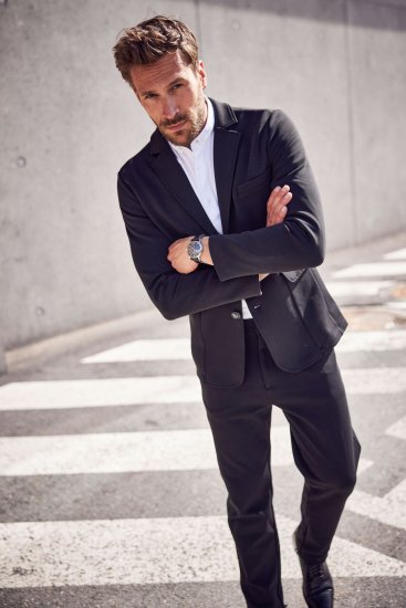 JP1880 Manhattan Flexnamic Business Jersey Suit Black - Obleke - Velike številke oblek za moške